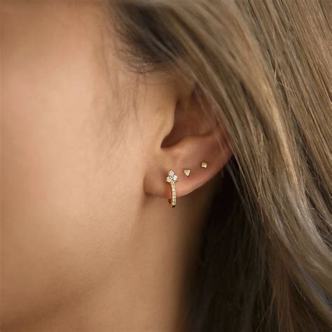 second stud earrings gold